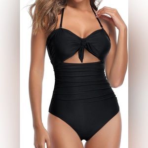 TEMPT ME black one piece swimsuit detachable straps bandeau swimsuit NWT